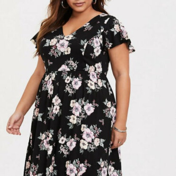 Torrid Floral Challis Maxi Dress Wrap Skirt H10212 - Picture 10 of 10